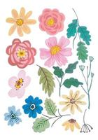 watercolor flower element clip art vector