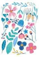watercolor flower element clip art vector