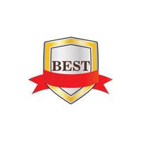 Gold shield with the word Best and red ribbon icon vector