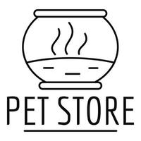 Fish pet store logo, outline style vector