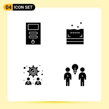 conjunto de glifos sólidos vectoriales en la cuadrícula para la idea del baño del estabilizador del trabajo en equipo de la computadora elementos de diseño vectorial editables vector