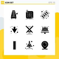 Collection of 9 Universal Solid Icons Icon Set for Web and Mobile Creative Black Icon vector background