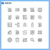 Stock Vector Icon Pack of 25 Line Signs and Symbols for screen computer ecology parking life Editable Vector Design Elements