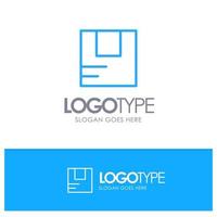 Box Good Logistic Transportation Blue Outline Logo Place for Tagline vector