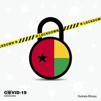 Guinea Bissau Lock DOwn Lock Coronavirus pandemic awareness Template COVID19 Lock Down Design vector