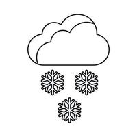 icono de nube y copos de nieve, estilo de esquema vector