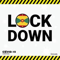 Coronavirus Grenada Lock DOwn Typography with country flag Coronavirus pandemic Lock Down Design vector
