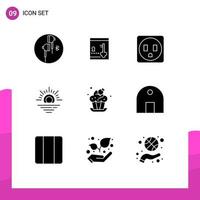 User Interface Pack of 9 Basic Solid Glyphs of dessert cake key bakery warm Editable Vector Design Elements