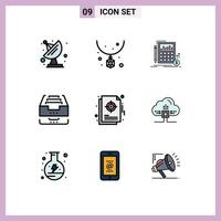 Stock Vector Icon Pack of 9 Line Signs and Symbols for chart document data data archive Editable Vector Design Elements