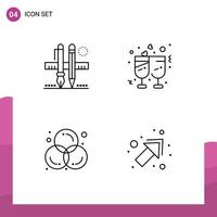 4 Universal Line Signs Symbols of stationary art scale glasses color Editable Vector Design Elements