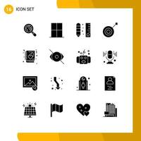 Group of 16 Solid Glyphs Signs and Symbols for book sport drafting collection scale Editable Vector Design Elements