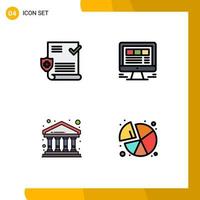 Set of 4 Modern UI Icons Symbols Signs for medical bank shield website finance Editable Vector Design Elements