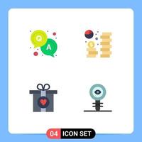 4 User Interface Flat Icon Pack of modern Signs and Symbols of answer love coin economy biology Editable Vector Design Elements