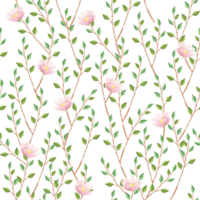 schattig baby roze bloem en takken naadloos patroon png