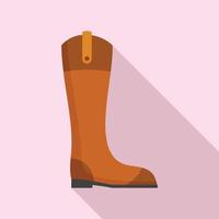 Leather horseback boot icon, flat style vector
