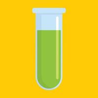 Green test tube icon, flat style vector