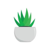 Aloe in white pot icon, flat style vector