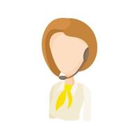 Taxi dispatcher with headset icon, cartoon style vector