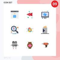 Set of 9 Modern UI Icons Symbols Signs for chart search cloud notification find Editable Vector Design Elements