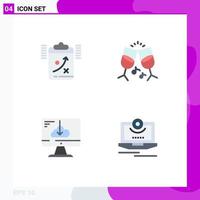 conjunto de 4 iconos planos vectoriales en cuadrícula para descargar portapapeles bebida táctica instalar elementos de diseño vectorial editables vector