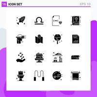 16 Creative Icons Modern Signs and Symbols of head note coding book file Editable Vector Design Elements