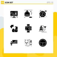 Pack of 9 creative Solid Glyphs of square logic discount game monday Editable Vector Design Elements