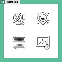 Stock Vector Icon Pack of 4 Line Signs and Symbols for location ice location supermarket image Editable Vector Design Elements