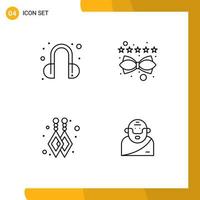 conjunto de 4 iconos modernos de la interfaz de usuario signos de símbolos para los elementos de diseño vectorial editables de la mitología de la clasificación del contenido de los auriculares vector