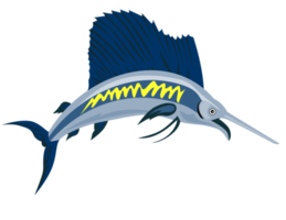 Sailfish Fish Jumping Retro png