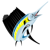 Sailfish Fish Jumping Retro png