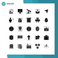 25 Universal Solid Glyphs Set for Web and Mobile Applications pin gift pc box gass Editable Vector Design Elements