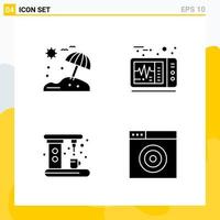 Collection of 4 Universal Solid Icons Icon Set for Web and Mobile Creative Black Icon vector background