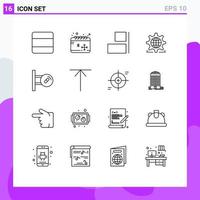 Mobile Interface Outline Set of 16 Pictograms of board web align globe gear Editable Vector Design Elements