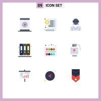 grupo de símbolos de iconos universales de 9 colores planos modernos de tecnología de libros de dólares de educación de oficina elementos de diseño de vectores editables