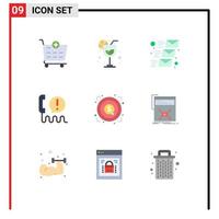 9 Thematic Vector Flat Colors and Editable Symbols of money marketing mailing help center Editable Vector Design Elements