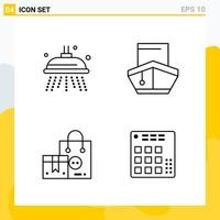 Collection of 4 Universal Line Icons Icon Set for Web and Mobile Creative Black Icon vector background