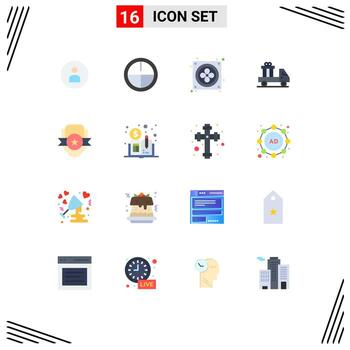 Modern Set of 16 Flat Colors and symbols such as shield club fan badge send Editable Pack of Creative Vector Design Elements