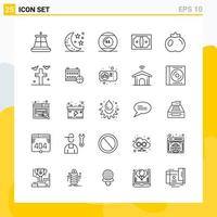 Collection of 25 Universal Line Icons Icon Set for Web and Mobile Creative Black Icon vector background