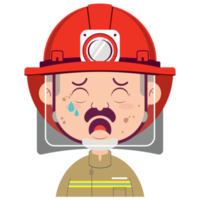 brandman gråt ansikte tecknad serie söt png