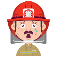 brandman gråt ansikte tecknad serie söt png