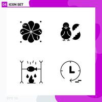 Solid Icon set Pack of 4 Glyph Icons isolated on White Background for Web Print and Mobile Creative Black Icon vector background