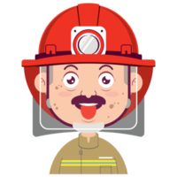 brandweerman speels gezicht tekenfilm schattig png