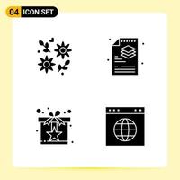 4 Creative Icons for Modern website design and responsive mobile apps 4 Glyph Symbols Signs on White Background 4 Icon Pack Creative Black Icon vector background