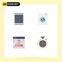 Modern Set of 4 Flat Icons Pictograph of gallery lock timeline sync timer Editable Vector Design Elements