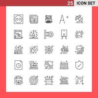 25 Icon Pack Line Style Outline Symbols on White Background Simple Signs for general designing Creative Black Icon vector background