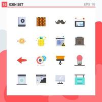 16 User Interface Flat Color Pack of modern Signs and Symbols of email male square movember moustache Editable Pack of Creative Vector Design Elements