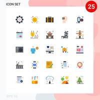 Mobile Interface Flat Color Set of 25 Pictograms of extension business backpack success user Editable Vector Design Elements