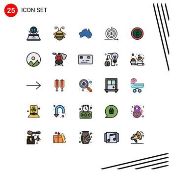 Modern Set of 25 Filled line Flat Colors and symbols such as on investment ladybug business map Editable Vector Design Elements
