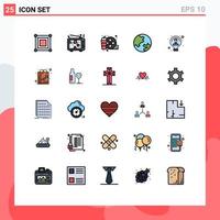 Universal Icon Symbols Group of 25 Modern Filled line Flat Colors of idea geography valentine education hobby Editable Vector Design Elements