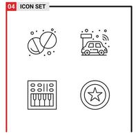 4 Creative Icons Modern Signs and Symbols of health open volume car smart volume Editable Vector Design Elements
